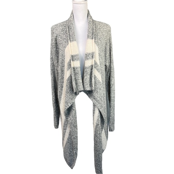 Soybu Cardigan Waterfall Sweater Open Front Gray and White Size L/XL - Picture 1 of 10